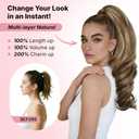 18" Claw Clip Pony Tails Hair Extensions for Women Ponytail Extension Clip On Ponytails, 2-In-1 Drawstring & Claw Clip Ponytail Tangle-Free Synthetic Hair Pieces for a Smooth & Sleek Look