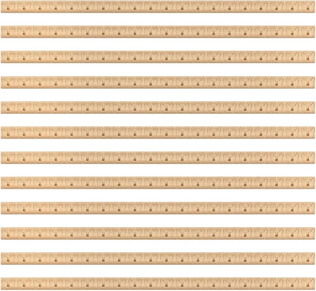 Nuanchu 12 Pcs Unfinished 3D Decorative Wood Trim Molding 15.75inch Decorative Wood Molding Cute DIY Trim for Home Wall Cabinet Shelf Window Door(Bead,12mm)