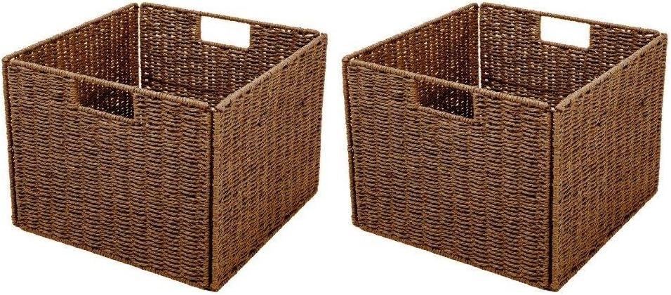 Trademark Innovations Foldable Storage Basket with Iron Wire Frame (Set of 2)