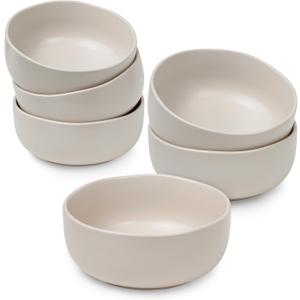 Sheffield Home Large Stoneware Cereal Bowls - Set of 6, 28oz Capacity - Dishwasher & Microwave Safe - 6" Diameter, Stylish & Functional for Everyday Use  Blush