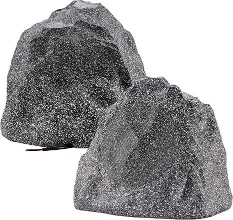 2R8G Outdoor Granite 8" Rock 2 Speaker Set for Deck Pool Spa Yard Garden