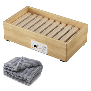 Wooden Under Desk Foot Warmer, Powerful Fast Heating Personal Heater for Feet and Legs, Silent Energy Saving with Thermostat & Timer for Home Office