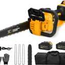 12" Electric Chainsaw Cordless, 20V Battery Powered Cordless Chain Saw, Chainsaw with 2 x 4.0Ah Lithium ion Battery and Charger for Wood Cutting, Tree Saw Trimming and Branch Pruning