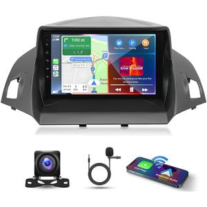 4G+64G Android 14 Car Stereo for Ford Escape 2013-2016 w/Wireless Carplay and Android Auto, 9 Inch HD Touchscreen Double Din Car Radio Receiver Head Unit GPS Navi Bluetooth WiFi FM AHD Backup Camera