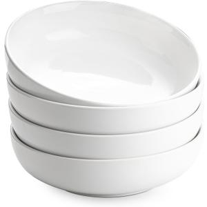 8.5Inch Pasta Bowls, 36OZ Serving Bowls, Salad Bowls Set of 4 Ceramic Sturdy & Stackable, Ideal for Housewarming, Festivals, White (36 OZ)