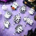 Zeyune 8 Pieces Halloween Ghost Badge Reel Halloween Retractable Badge Holders Cow Ghost Tag Clip Gift for Nurse Doctor Teachers Students