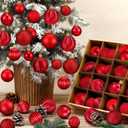 64 Pcs Valentines Day Ball Ornaments Matt Glitter Red Ornament for Tree 1.6/1.97/2.4 Inch Shatterproof Hanging Valentines Decoration for Tree Home Wreath Holiday Indoor Decor