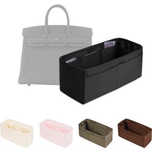 Purse Organizer Insert for Birkin 25/30/35/40, Satin Bag Insert Compatible with Hermes, Lightweight and Soft Touch Inner Bag for Women Luxury Handbags, Multicolor Options(Black, BK25 Retourné)
