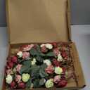 PATIKIL 7 Branch 21 Heads Artificial Silk Mini Rose with Stem, 4 Pack Fake Flowers Leaf Rose Decor Bouquet for Wedding Home Office Decoration, Red