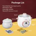 Electric Stew Pot, Ceramic Soup Porridge Cooker, Slow Cookers with Lid, 1L, White