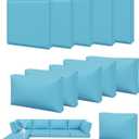 Aoxun 11pcs Patio Cushion Covers Replacement, Waterproof Outdoor Furniture Cushion Covers with Zipper and Non-Slip Bottom, Patio Sofa Couch 3 Sizes for Patio Sectional, Covers Only (Sky Blue)