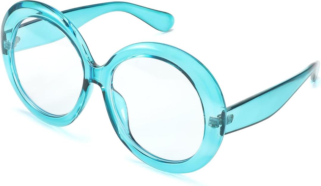 FEISEDY Oversized Blue Light Blocking Glasses Women Men Retro Big Round Frame Eyewear Clear Lens Computer Glasses