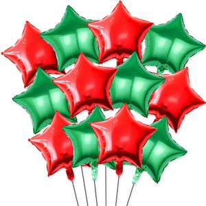 18 Inch Star Foil Balloons, 12 Pcs Red & Green Star Balloons for Christmas Decorations