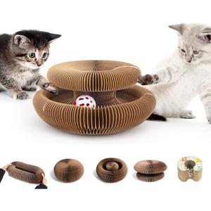Kitty Curlz Cat Scratching Board, Magic Organ Cat Toy, Made of Recyclable Corrugated Cardboard, Scratch-Resistant and Abrasion-Resistant, Foldable for Indoor