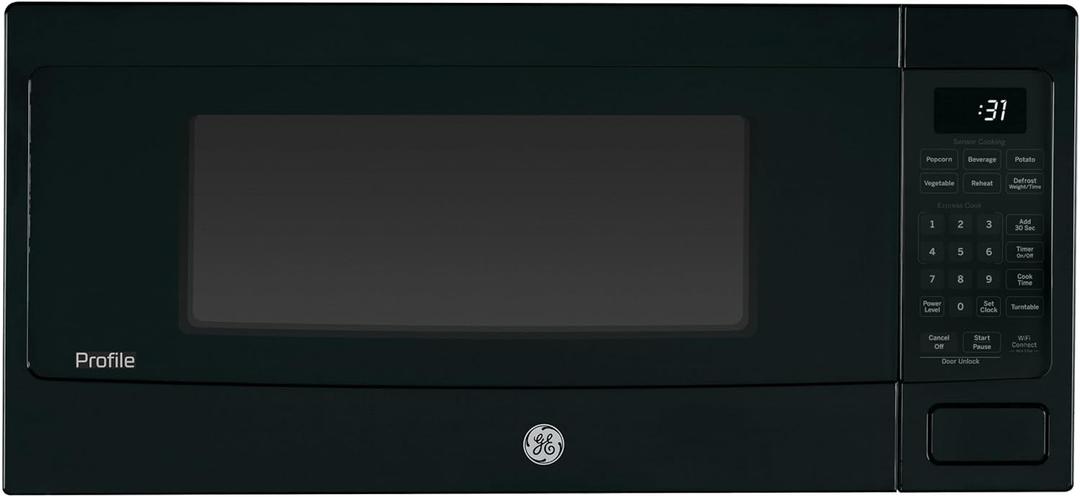GE Profile PCHK11S1WBB 1.1 Cu Ft Countertop Microwave, 800W, Sensor Cooking, Scan-to-Cook, Wi-Fi Enable, Built-In Capable, Black
