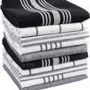 KAF Home Soho Kitchen Dish Towel Set of 10 | 18 x 28 Inch Tea Towels | Soft and Absorbent Mixed Set of Flat Towels | for Hand Drying & Cleaning Dishes | Durable & Colorful (Black)