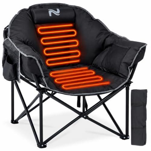 Oversized Heated Camping Chair, Patio Lounge Chair, 3 Heat Levels