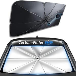 Custom-Fit for BMW Windshield Sun Shade Umbrella, Foldable Car Umbrella Sunshade Cover UV Block Car Front Window with 360°Rotation Bendable Handle, Designed for BMW Accessories (for BMW M8)