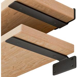 Shelf Brackets Floating Shlef Brackets 8-Inch 6-Packs, 1/5-Inch Thick Heavy Duty Shelving Brackets for Wood Shelves, 8" Hidden Black Metal L Bracket Shelf Bracket Supports with 160 Lbs Load Capacity (8 Inch)