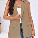 Cicy Bell Women's Sleeveless Blazer Vest Casual Open Front Single Button Summer Jacket with Pockets (S)
