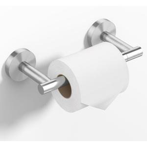Brushed Nickel Toilet Paper Holder Wall Mount, Double Post Pivoting Toilet Paper Roll Holder, SS304 Stainless Steel Bathroom Toilet Tissue Holder