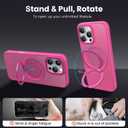 2 x MAXCURY 360 Ring Stand Magnetic for iPhone 16 Pro Max Case, [Anti-Fingerprint] [Military Drop Protection] [Compatible with MagSafe] Soft Edge Translucent Slim Back 16 ProMax Phone Case (Rose)