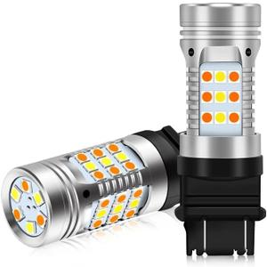 OPP ULITE 3157 Led Bulbs Error Free Canbus Built In Resistor Amber Turn Signal Light White Side Light 12V 360 Luminous 42-Led 2PC Pack Switchback Led Bulb (White Amber 3157 42-SMD)