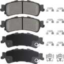 Rear Ceramic Disc Brake Pads Set for Chevy Silverado 1500 1999-2006, Tahoe 2000-2001, for GMC Sierra 1500 1999-2006, for Cadillac DeVille 2000-2005, DTS 2006-2011, 4PCS(With Hardware)