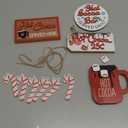 5 Pieces Christmas Hot Cocoa Wooden Signs Tiered Tray Decoration Hot Cocoa Decor Warm Winter Tabletop Wooden Block Sign Christmas Candy Canes Tiered Tray Decorations Holiday Table Centerpieces