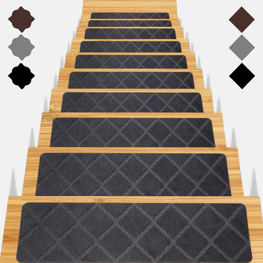 Stair Treads for Wooden Steps 15pcs  8x30in Carpet Stairs Runner Indoor NonSlip Stair Mats for Kids Elders and Pets