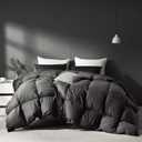 Grey Goose Feathers Down Comforter Queen Size, Premium All Season Duvet Insert, 750+ Fill 1200TC Power Hotel Style Comforter, 42 Oz Lightweight and Medium Warmth (90x90, Dark Grey)