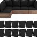 HEBE Stretch Patio Cushion Covers Set 12pcs,Waterproof Outdoor Couch Covers Replacement,Washable Reusable Seat Cushion Slipcovers for Patio Furniture Protector,Chair Cushion Cover