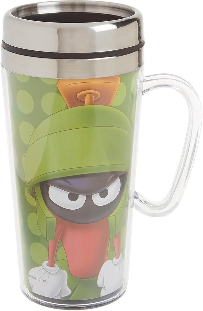 Spoontiques - Insulated Travel Mug - Marvin The Martian Coffee Cup - Coffee Lovers Gift - Funny Coffee Mug - 14 oz - Green