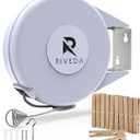 Retractable Clothesline - Portable Heavy Duty Indoor and Outdoor Washing Line - 40 Feet PVC Retracting Clothes Line with Wall Mount Hang The Wet Dry Clothing Laundry - Easy Installation (White)