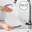 Aayoruro Serving Tray with Handles Set of 3 Rectangular Large Serving Platters 16.5/14.9/13.2 Inch White Plates for Dinner, Party, Entertaining, Transparent