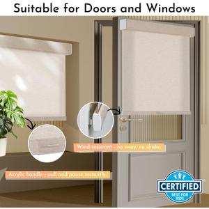 Persilux Light Filtering Roller Shades for Window Blinds,Cordless,Linen Fabric,Thermal Insulated Fabric UV Protection Shades for Home,Office,Bedroom,Door,Light Filtering-Beige,22" W X 72" H