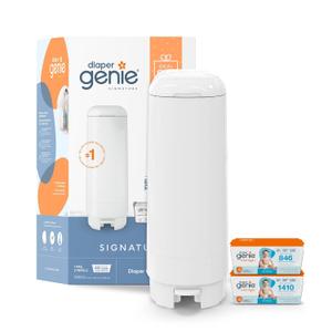 Diaper Genie Signature Gift Set | Includes Easy Roll Refill with 48 Bags | Holds Up to 2256 Newborn Diapers, Plastic