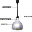 Hanging Food Heat Lamps Ceiling Food Warmer with Infrared Bulb Warming Lamps Retractable Style (Dia25cm(Silver))