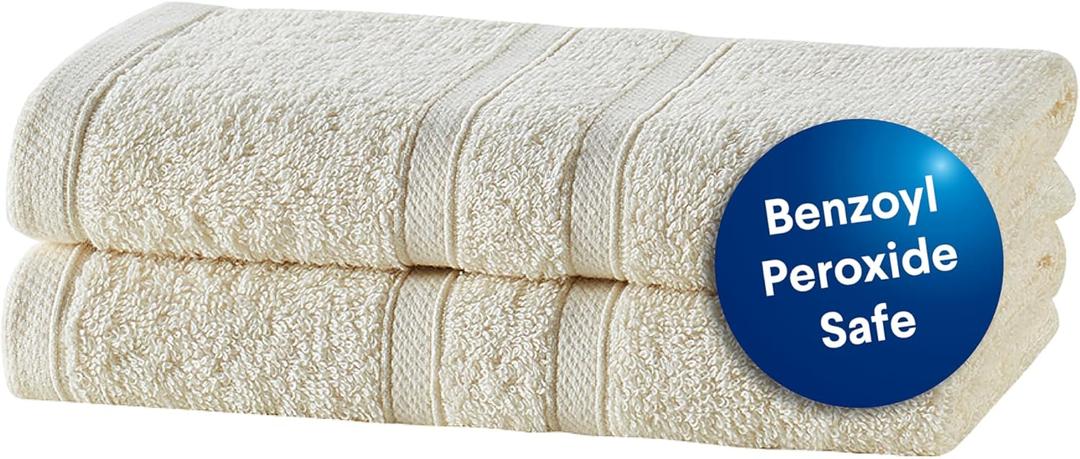 CLOROX Bleach Friendly Towels, Quick Dry, 100% Cotton Hand Towels (16" x 26"), Highly Absorbent Soft Lightweight, Ideal for Everyday Use, Easy to Wash (2 Pack, Ivory)
