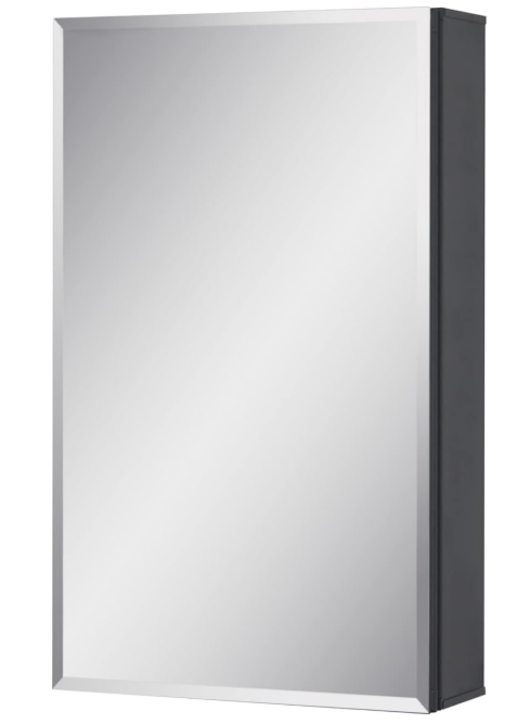 Fundin Medicine Cabinet 14 x 24 inches Mirror Size, Recessed or Surface Mount, Black Aluminum Bathroom Wall Cabinet with Mirror and Adjustable Shelves