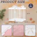 8Pcs Clear Cake Box with Ribbon 2-Layer 10x10x9 Inch, Transparent Cake Carrier Box with Lids, Tall Cake Boxes, Clear Gift Boxes for Birthday Wedding Valentine'Day.(White, 10*10*9inch/8pcs)