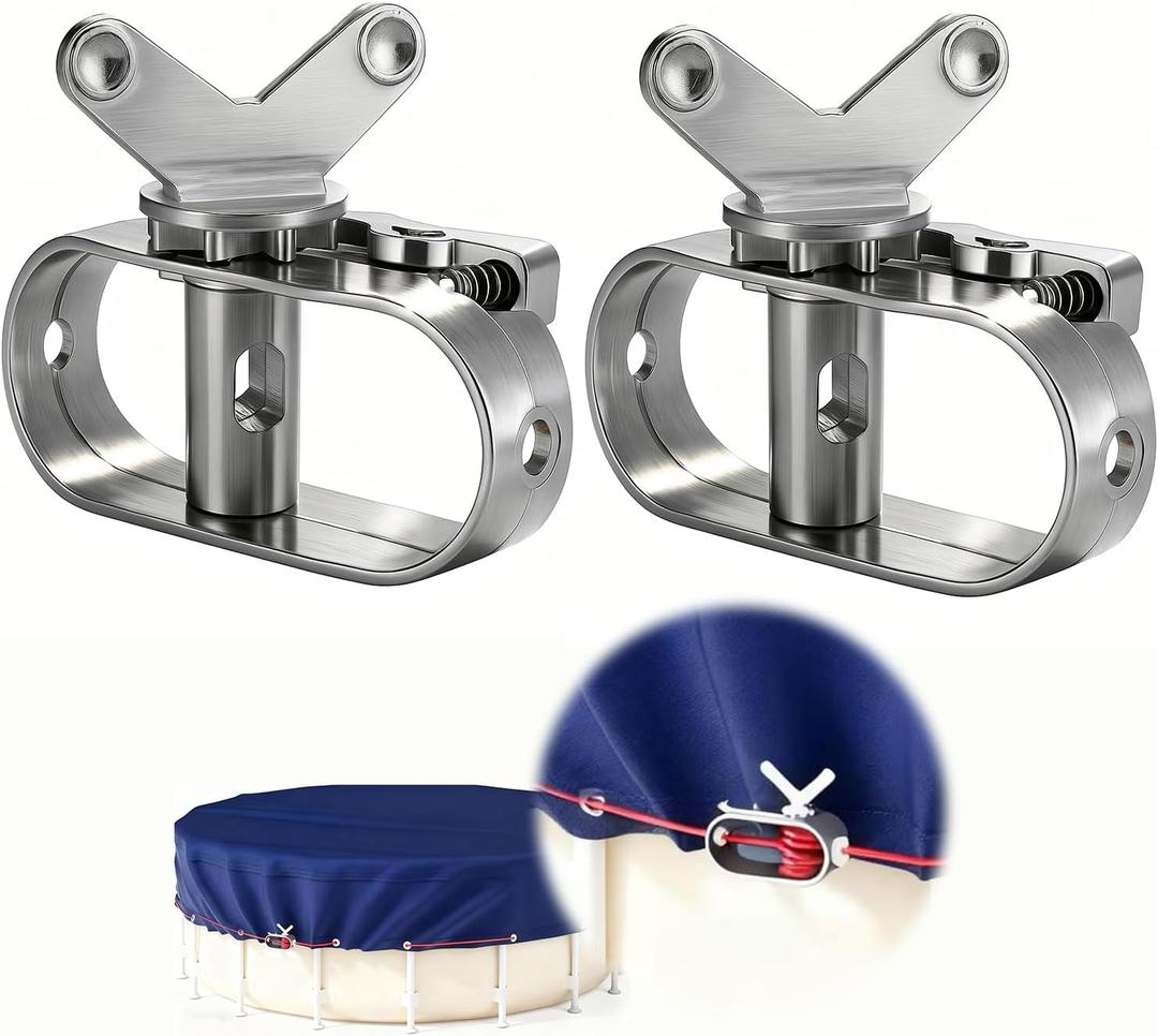 Pool Cover Winch 2-Pack, Heavy Duty Zinc Alloy Ratchet Cable Tightener for Above Ground Pool Winterizing  Spring-Loaded, Large-Eye Design, Rust-Resistant, Fits Standard Safety Cover Cables
