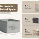 LayerSpace 3 Pack Fabric Storage Bins for Shelves | 14.75x10.25x8.25 in Storage Baskets | Fabric Closet Organizers with Handles Home Organization | Linen Clothes Storage Bins | Light Gray