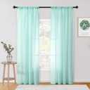 MYSKY HOME Crushed Voile Sheer Curtains for Living Room 84 Inches Long Green Curtains for Bedroom Dining Room Rod Pocket Window Treatment Crinkle Sheer Curtain 2 Panels, 51"x 84",Seafoam Green