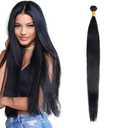 #1B Human Hair Bundles Straight Bundles 18 Inch Unprocessed Brazilian Virgin Hair Weave 1 Bundle 50 Grams Per Bundle Natural Color Bundle Human Hair Extensions
