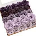 Ling's Moment Artificial Flowers Fake Roses Faux Peony Foam Gardenia Combo for DIY Wedding Bouquets Centerpieces Arrangements Bridal Shower Party Home Decorations, Lavender & Purple, 24pcs
