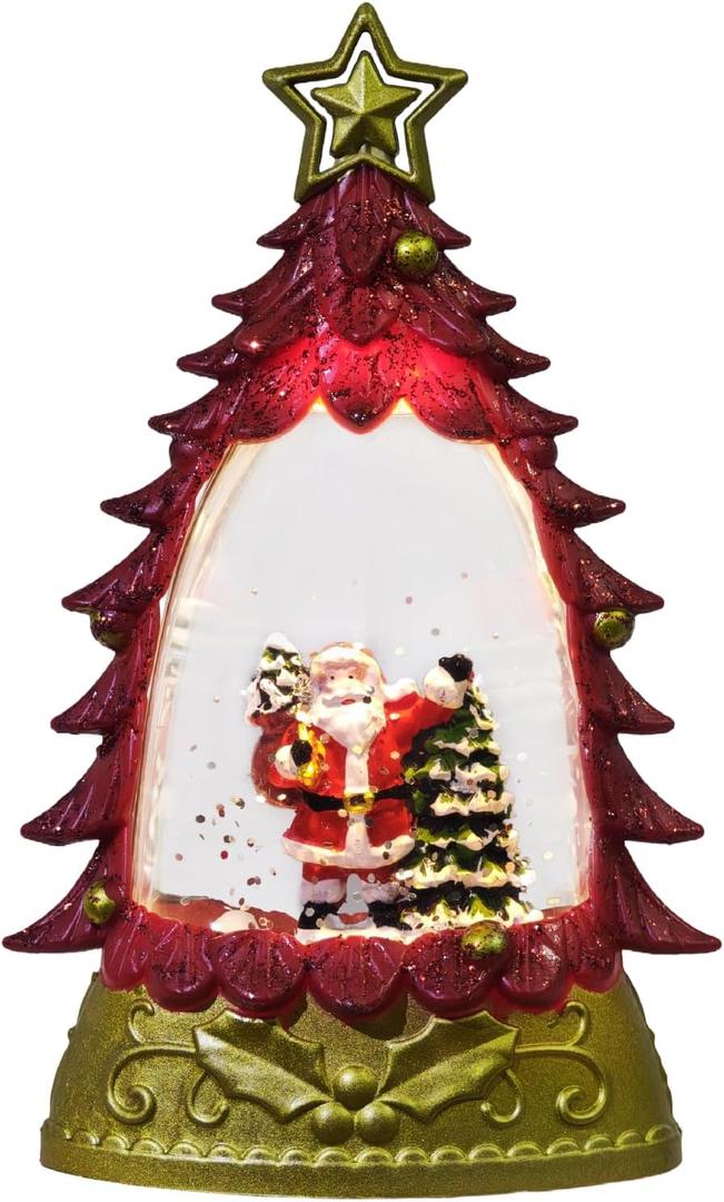 Christmas Snow Globe, Glitter Lighted Mini Christmas Tree Tabletop Decor-Santa Claus