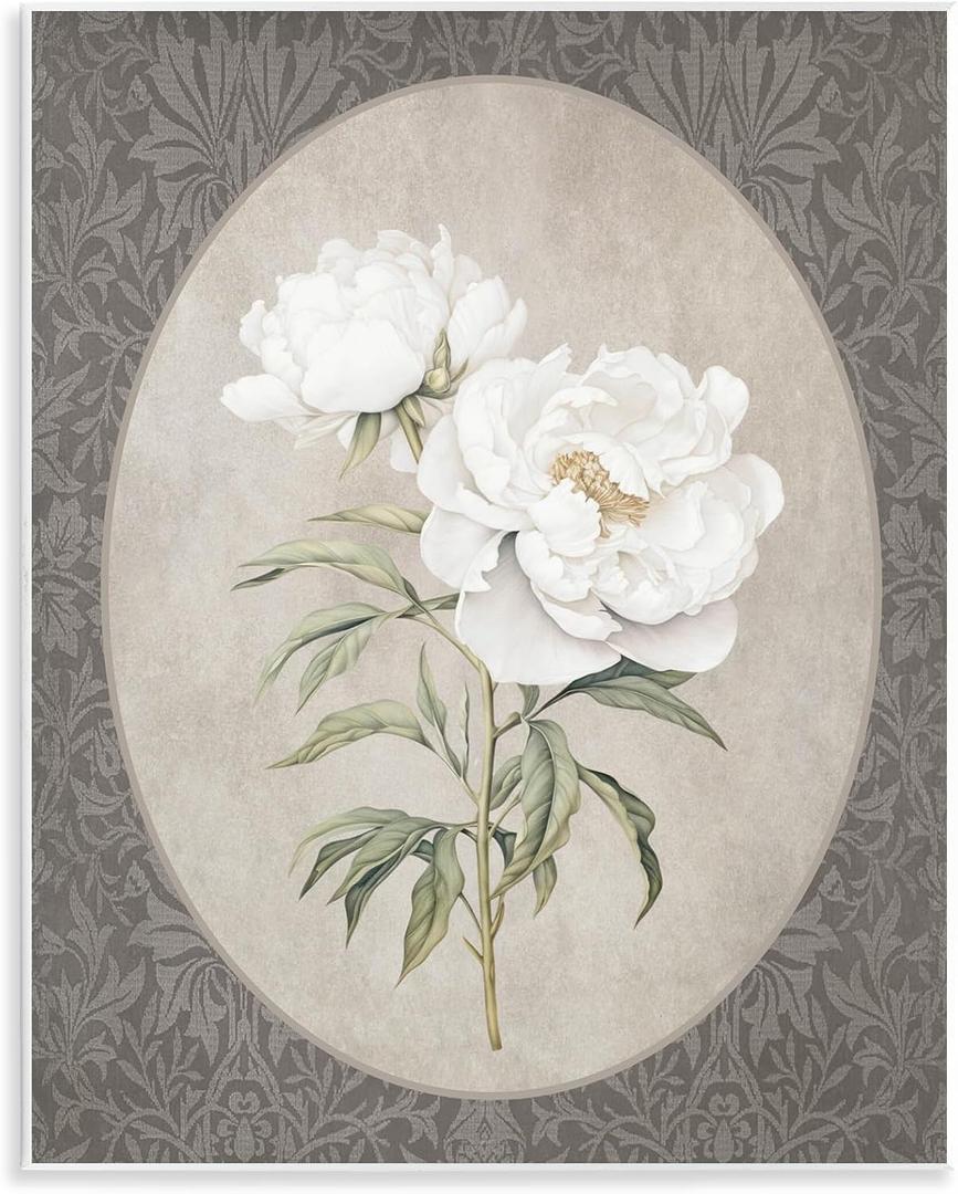White Rose Duo Floral Pattern, 11 x 14 Inch Mounted Print on Wall Plaque | Stupell Industries · By Lettered and Lined · Ready to hang · Fits living room or lounge · Made in USA