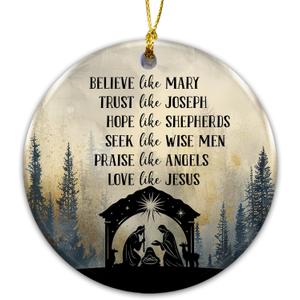 9 x Nativity Scene Ornament 2025  White Elephant Gift, Inspirational Religious Ornament with Christian Faith Quote  Christmas Tree Decoration & Gift, Religious Holiday Tree Dcor