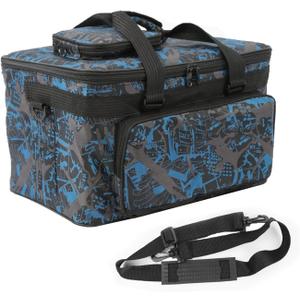 Art and Craft Storage Organizer Bag Paint Art Supplies Storage Bag Arts Craft Tool Carrying Case Artist Paint Tool Box for Travel Foldable Waterproof Large Capacity Storage Tote Bag for Crafts Sewing (camo blue)